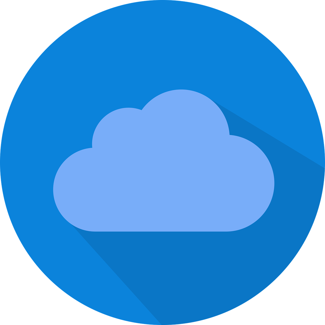 Flat blue cloud icon representing cloud computing services
